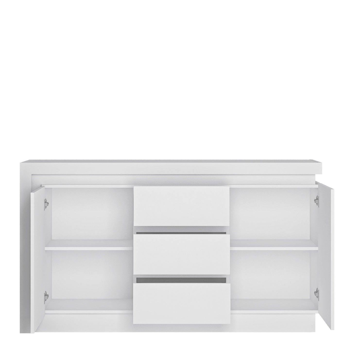 Lyon 2 Door 3 Drawer Sideboard (including LED lighting) in White and High Gloss