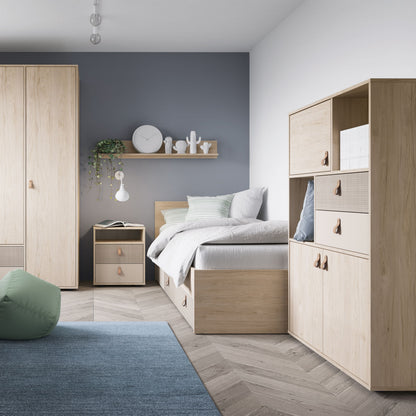 Denim 3 Door 2 Drawer Cabinet in Walnut Grey and Cashmere