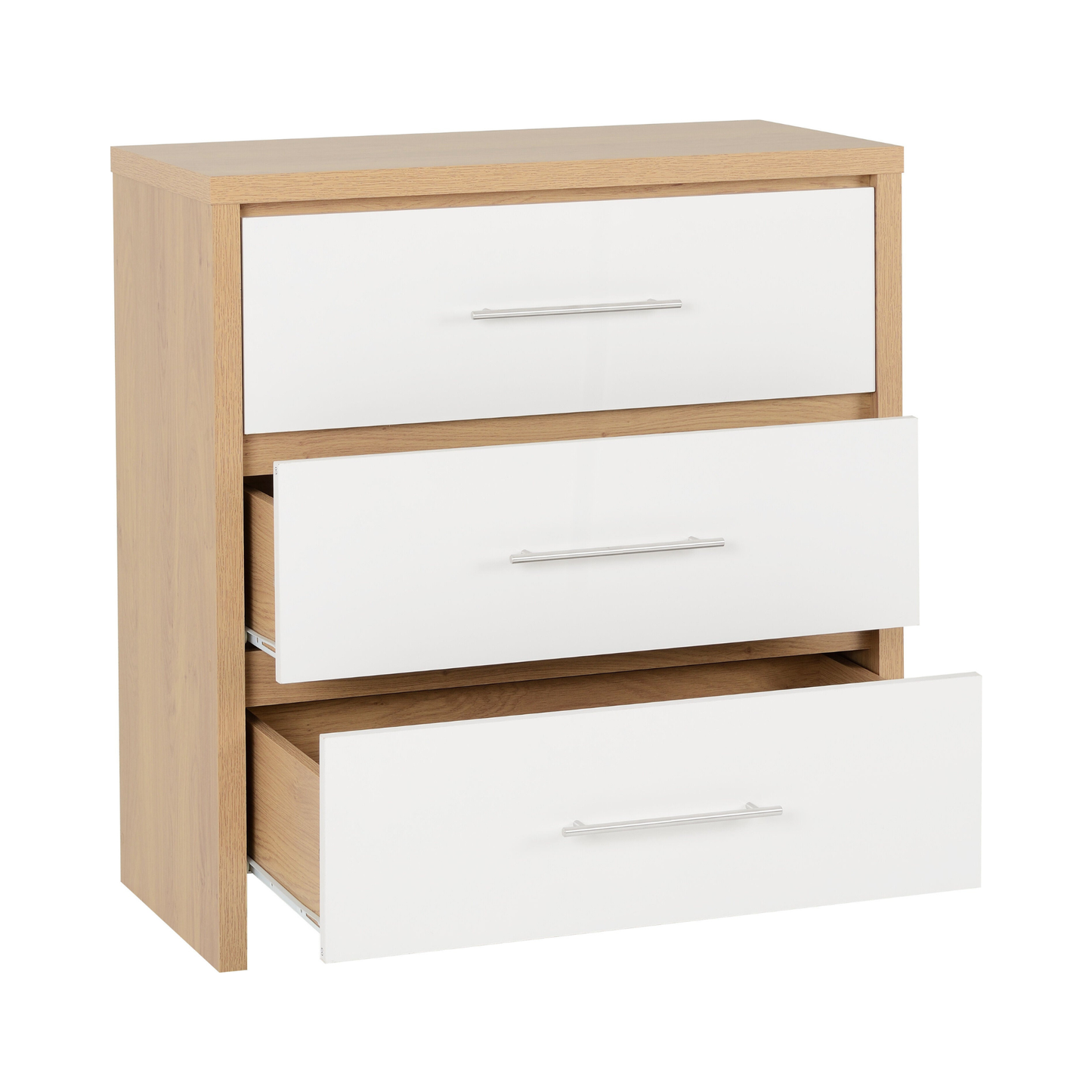 Seville Bedroom Set - White Gloss/Light Oak Effect Veneer
