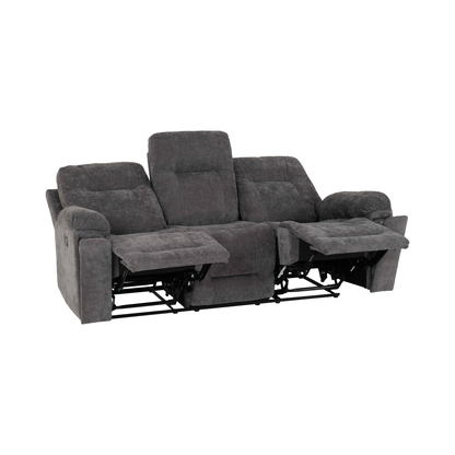 Guildford 3 Seater Recliner Sofa - Grey Fabric