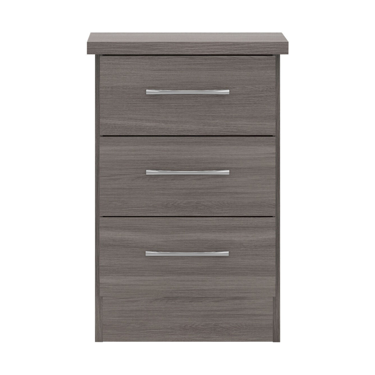 Nevada 3 Drawer Bedside – Black Wood Grain Storage