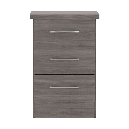 Nevada 3 Drawer Bedside – Black Wood Grain Storage