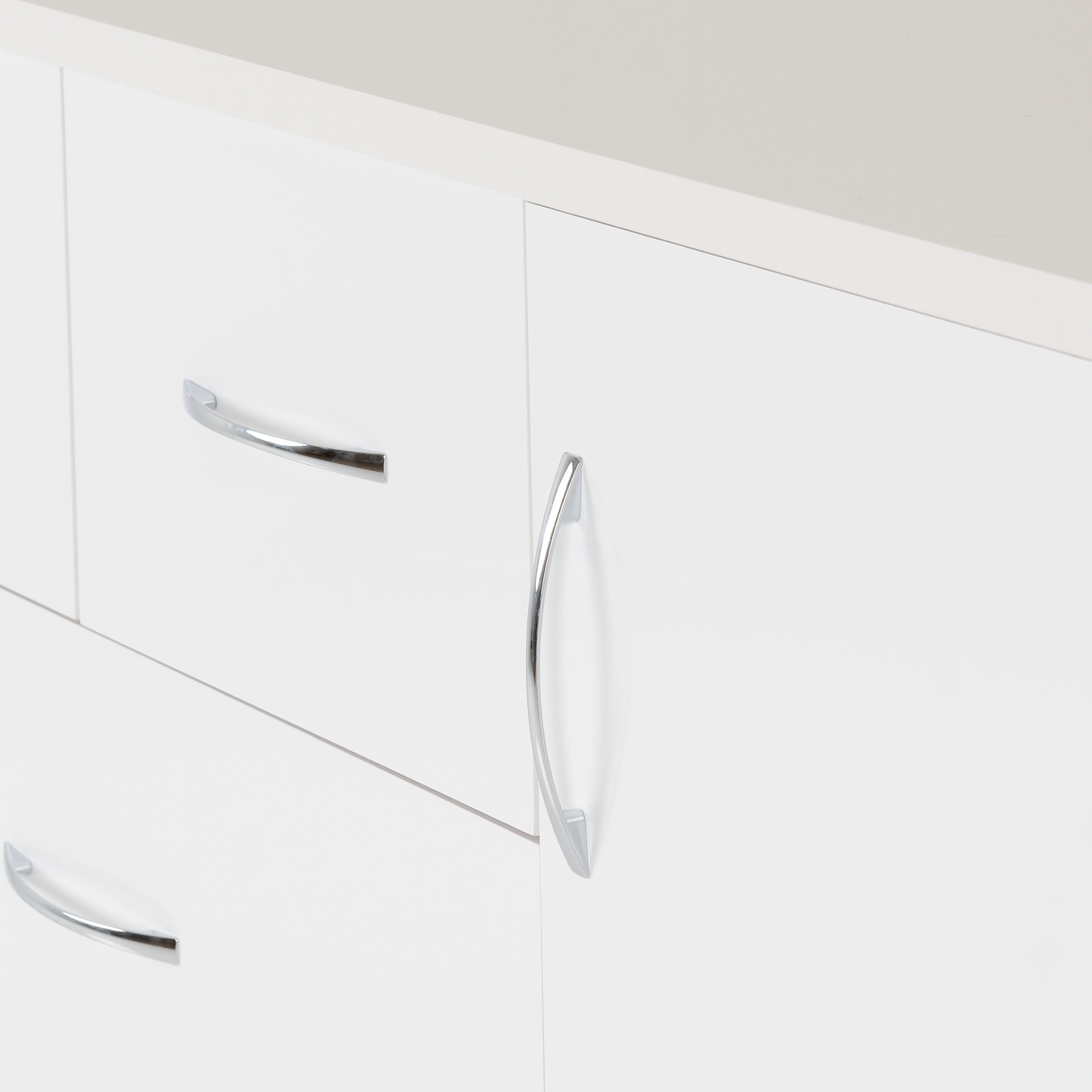 Nevada 5 Drawer Low Wardrobe - White Gloss