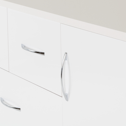 Nevada 5 Drawer Low Wardrobe - White Gloss