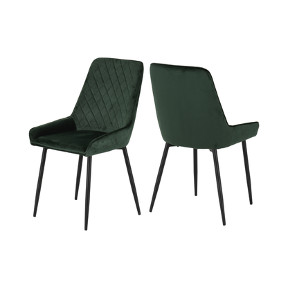 Athens Rect & Avery Dining Set (4 Chairs) - Concrete/Emerald Green Velvet