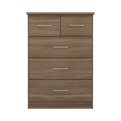 Nevada 3+2 Drawer Chest - Rustic Oak Effect