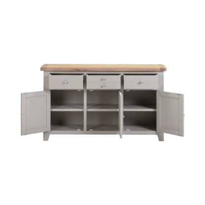 Windsor 3 Door 3 Drawer Sideboard – Pebble Grey/Oak