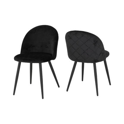 Marlow Dining Set 4 Chairs Black Marble/Black Velvet