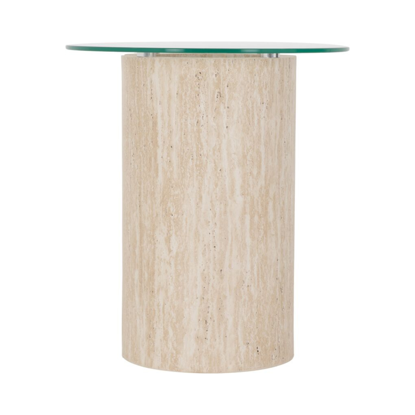 Modena Side Table – Glass & Cream Marble Effect Modern Table