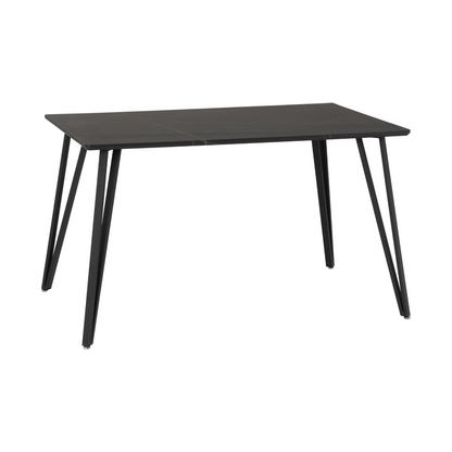 Marlow & Avery Dining Set - Black Marble/Sapphire Blue Velvet (4 Chairs)