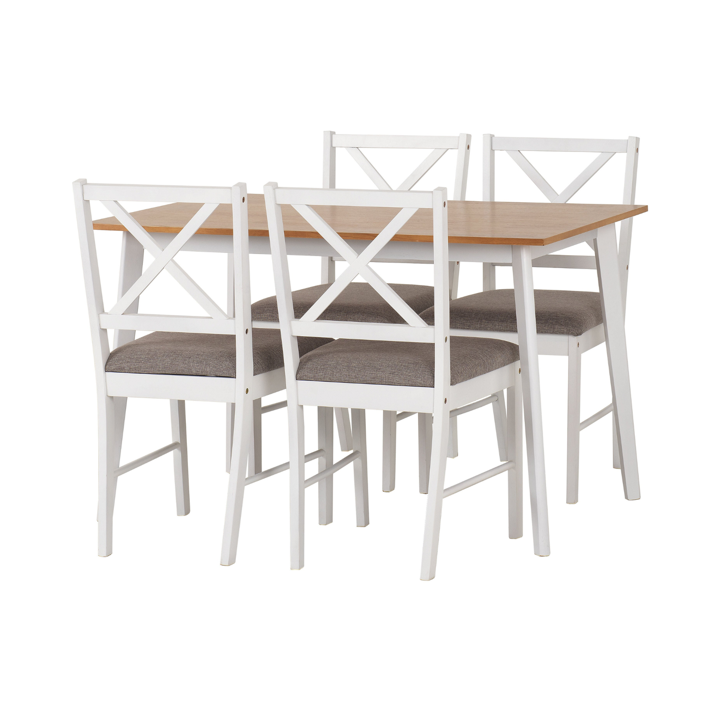 Balfour 1+4 Dining Set - White, Oak Effect & Grey Fabric