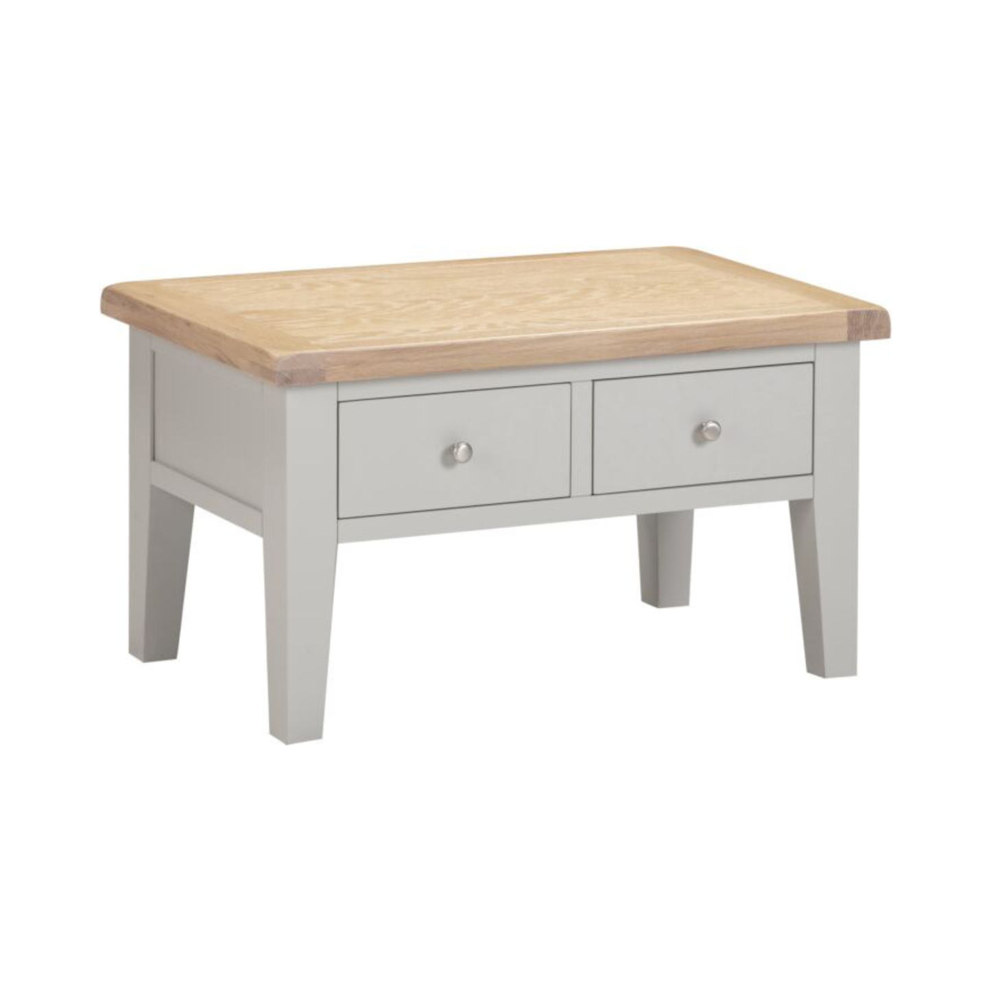 Windsor 2 Drawer Coffee Table - Pebble Grey/Oak, Classic Design