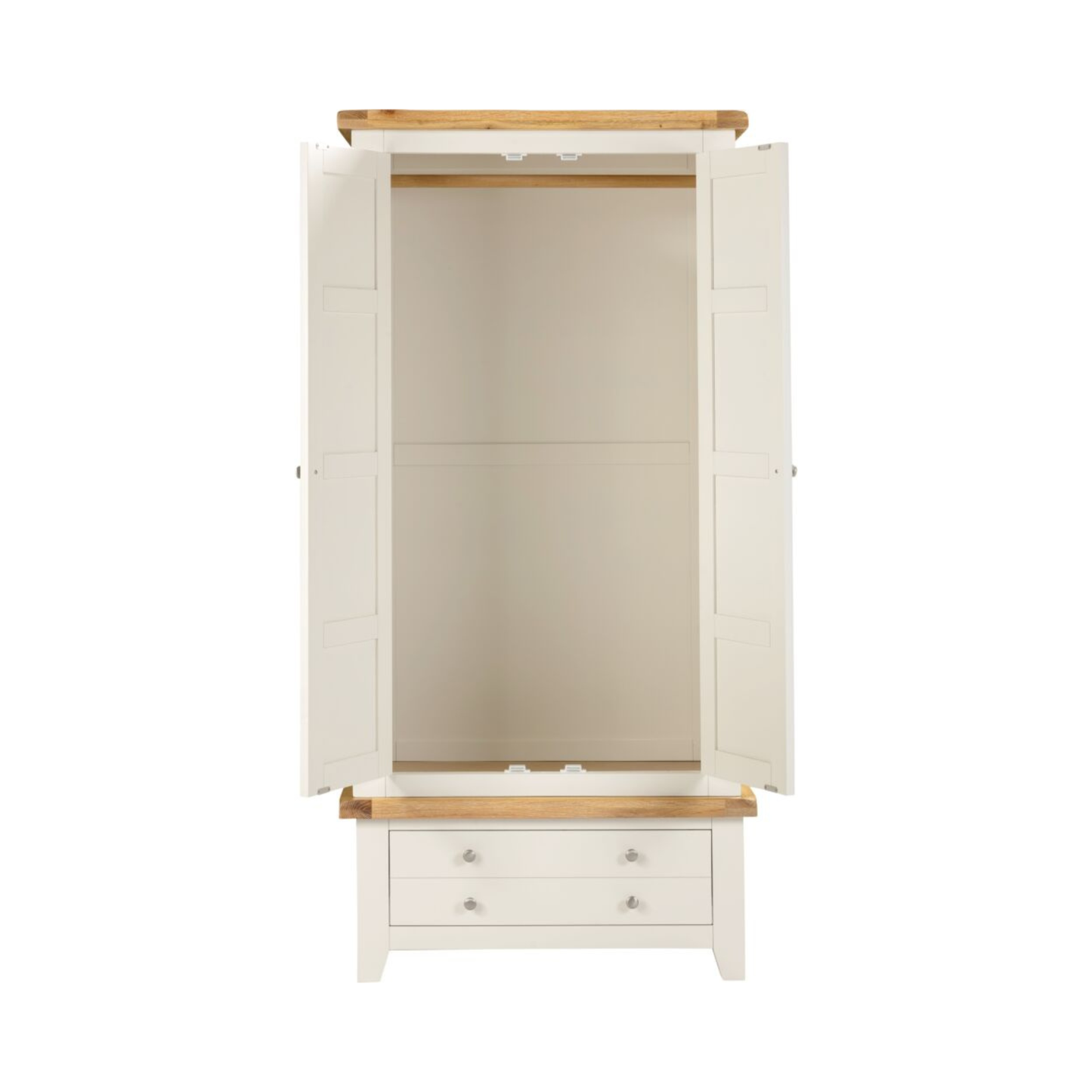 Windsor 2 Door 1 Drawer Wardrobe – Ivory/Oak