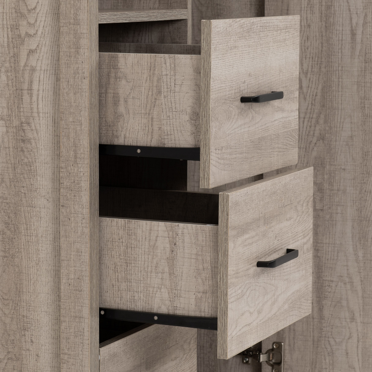 Oliver 1 Door 3 Drawer Open Shelf Wardrobe - Light Oak Effect