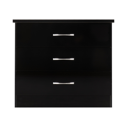 Nevada 3 Drawer Chest - Black Gloss