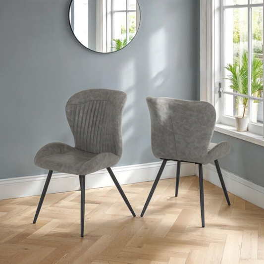 Quebec Dining Chair Set - Grey Faux Leather (Pack of 4)