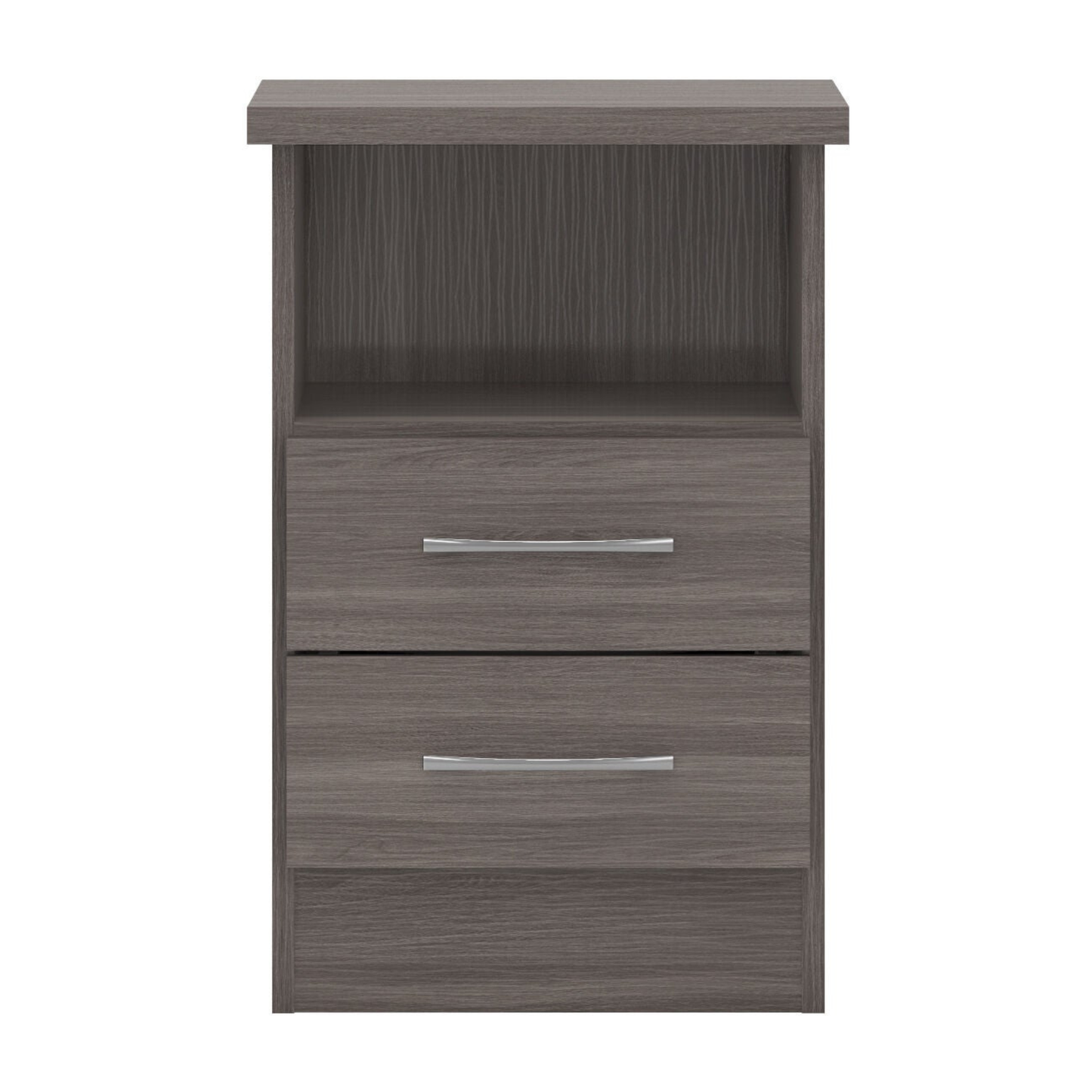 Nevada 2 Drawer Bedside – Black Wood Grain Storage