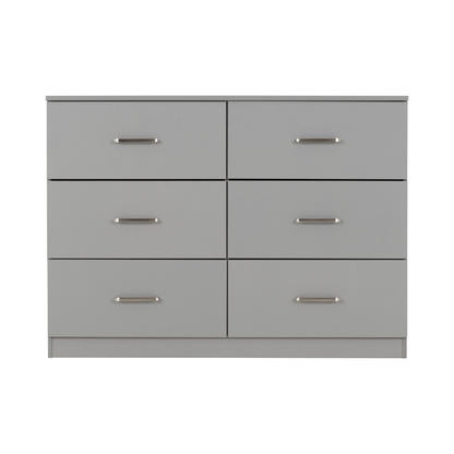 Dakota 6 Drawer Chest – Light Grey, Spacious Bedroom Storage