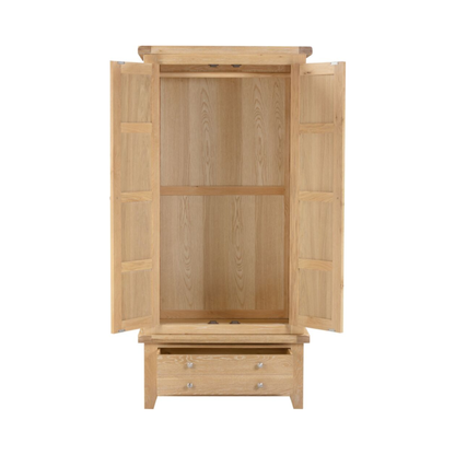 Windsor 2 Door 1 Drawer Wardrobe – Natural Oak
