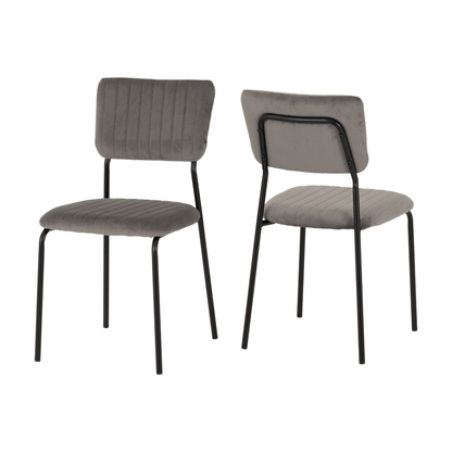 Marlow & Sheldon Dining Set - White Marble/Grey Velvet (4 Chairs)