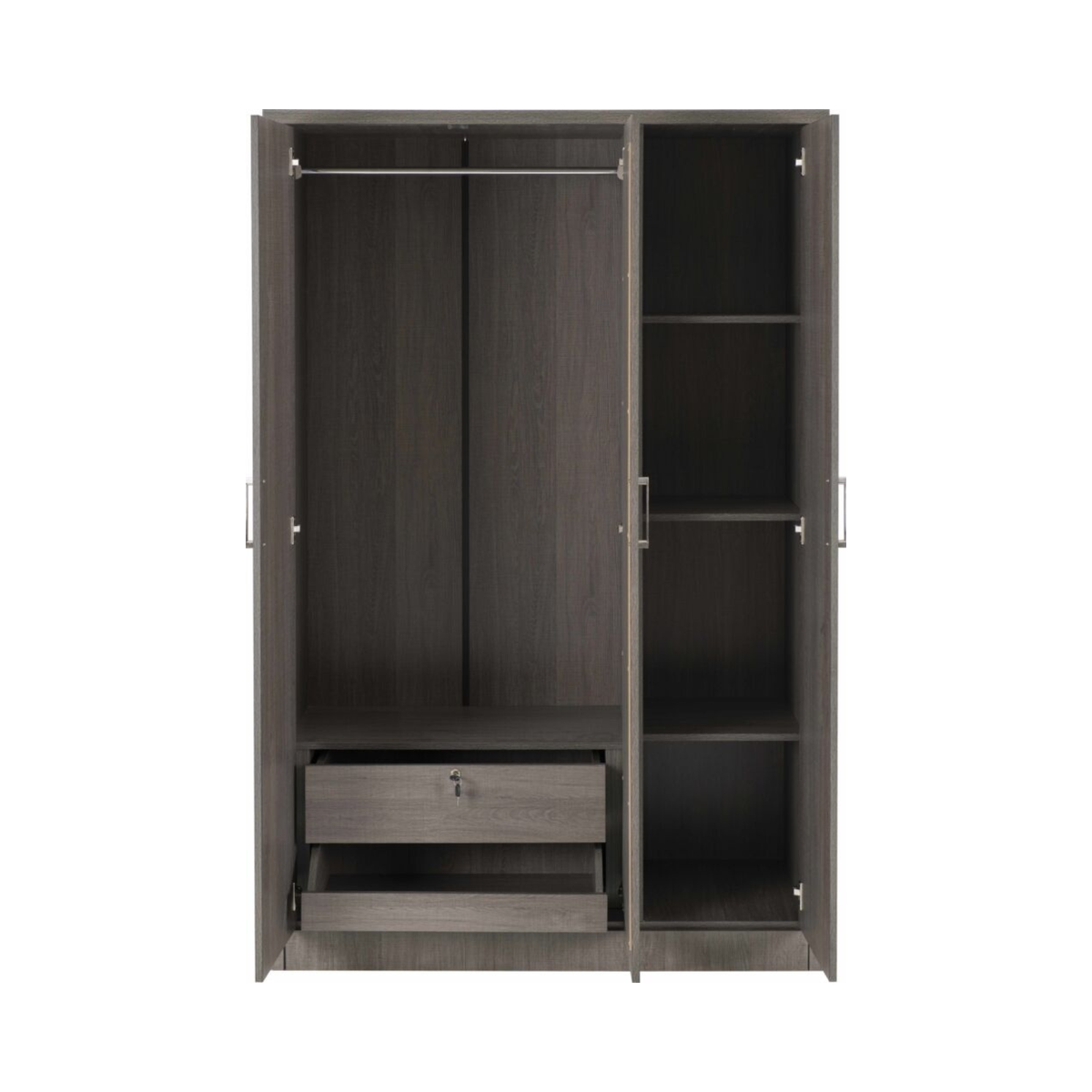 Lisbon 3 Door Wardrobe – Black Wood Grain with Mirror