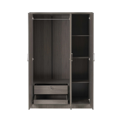 Lisbon 3 Door Wardrobe – Black Wood Grain with Mirror