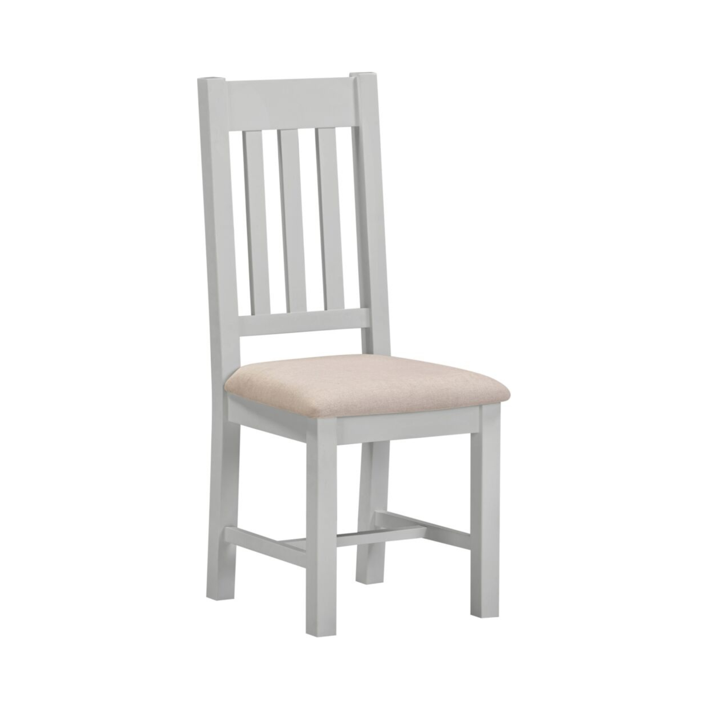 Windsor Slatted Dining Chair Set - Pebble Grey/Oat Fabric (Pair)