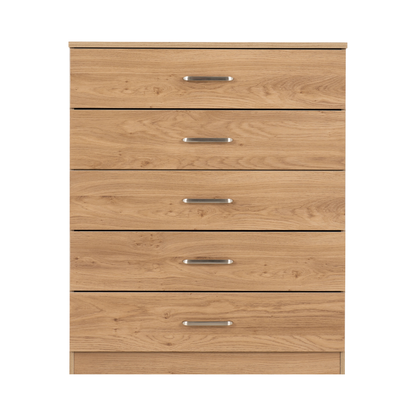Dakota 5 Drawer Chest – Oak Effect, Tall Bedroom Storage