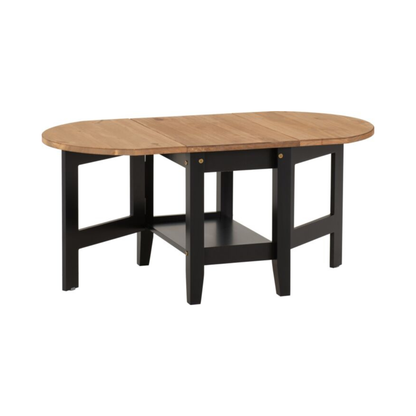 Santos Drop Leaf Coffee Table - Black Distressed Waxed Pine, Space-Saving Design