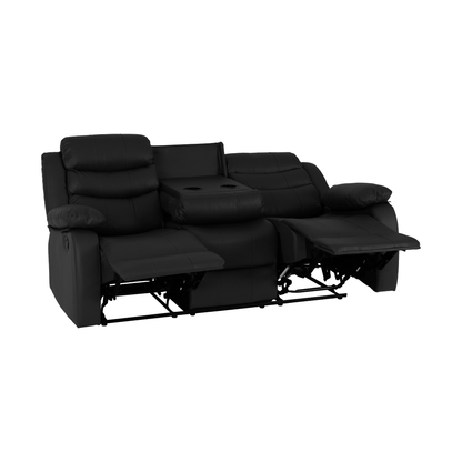 Roma 3+2 Recliner Suite - Black Faux Leather