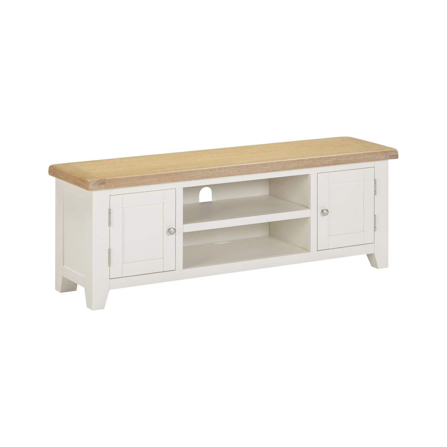 Windsor Straight TV Unit - Ivory/Oak - Hardwood & Plywood