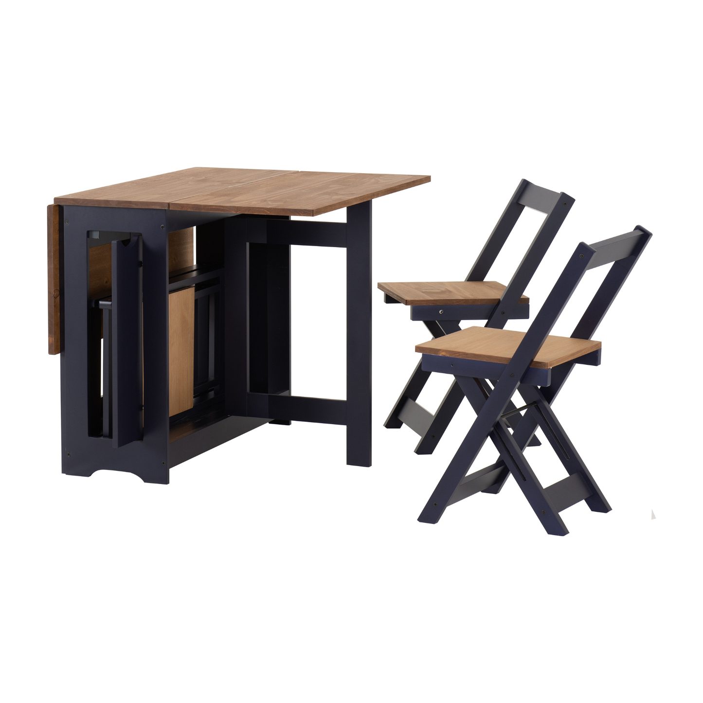 Santos Butterfly Dining Set - Navy Blue/Pine (4 Chairs)