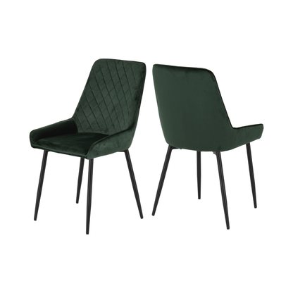 Athens Round Dining Set with 4 Avery Chairs - Concrete & Emerald Velvet