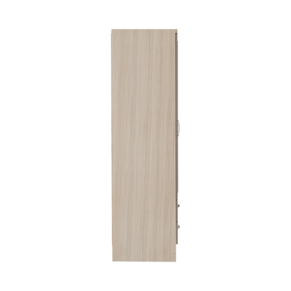 Nevada 4 Door 2 Drawer Mirrored Wardrobe – Oyster Gloss & Light Oak | Large Bedroom Wardrobe UK