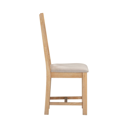 Windsor Cross Back Dining Chair Set - Natural Oak/Oat Fabric (Pair)