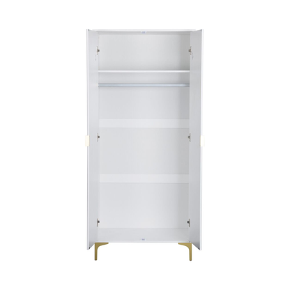Miami 2 Door Wardrobe – White & Gold, Compact Storage
