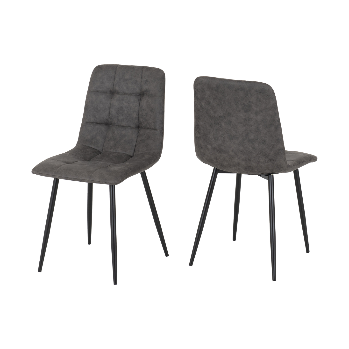 Fenton Dining Set with 6 Chairs - White & Dark Grey Suede Fabric