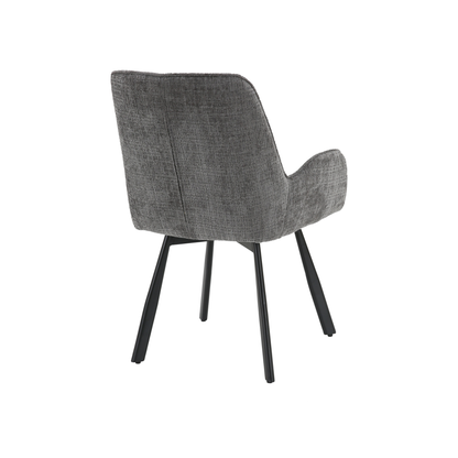 Amelia Pack of 2 Swivel Dining Chairs – Grey Chenille Fabric