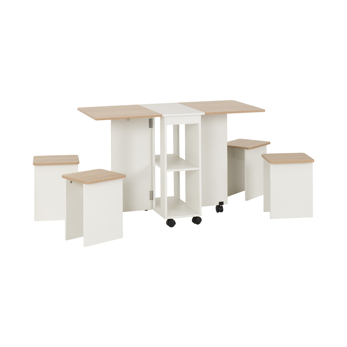 Seymore Stowaway Dining Set - Oak Effect/White