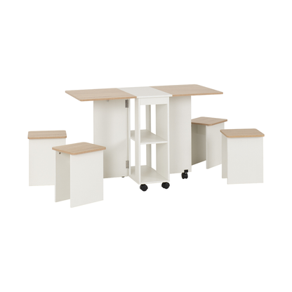 Seymore Stowaway Dining Set - Oak Effect/White