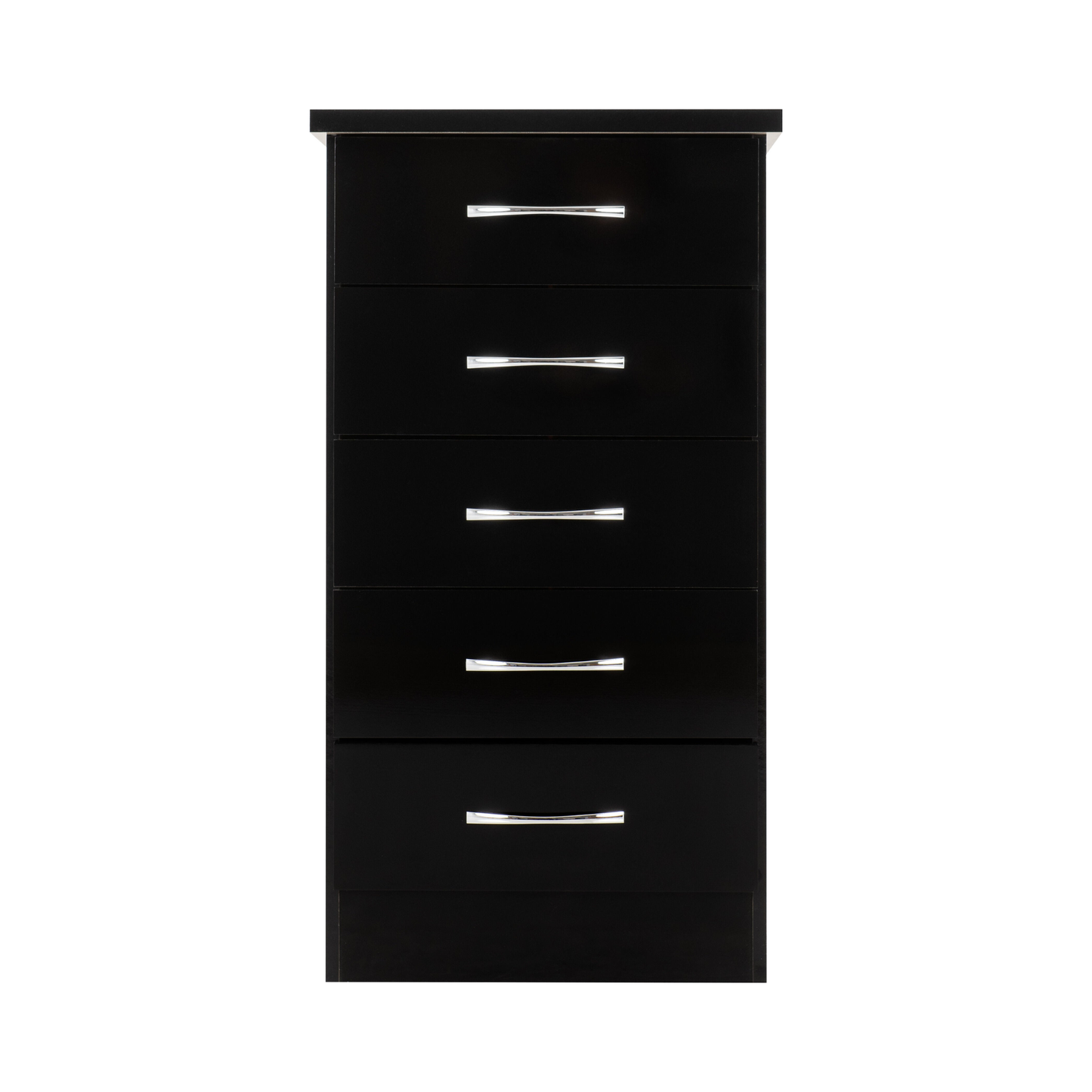 Nevada 5 Drawer Narrow Chest - Black Gloss