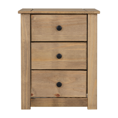 Panama 3 Drawer Bedside – Natural Wax Storage
