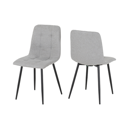 Fenton Dining Set with 4 Chairs - White & Light Grey Fabric