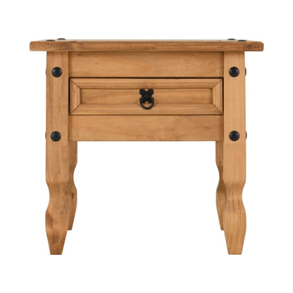 Corona 1 Drawer Lamp Table – Distressed Waxed Pine