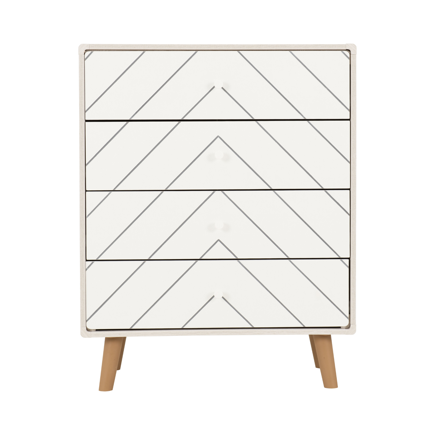 Dixie 4 Drawer Chest – Dusty Grey/White, Modern Bedroom Storage