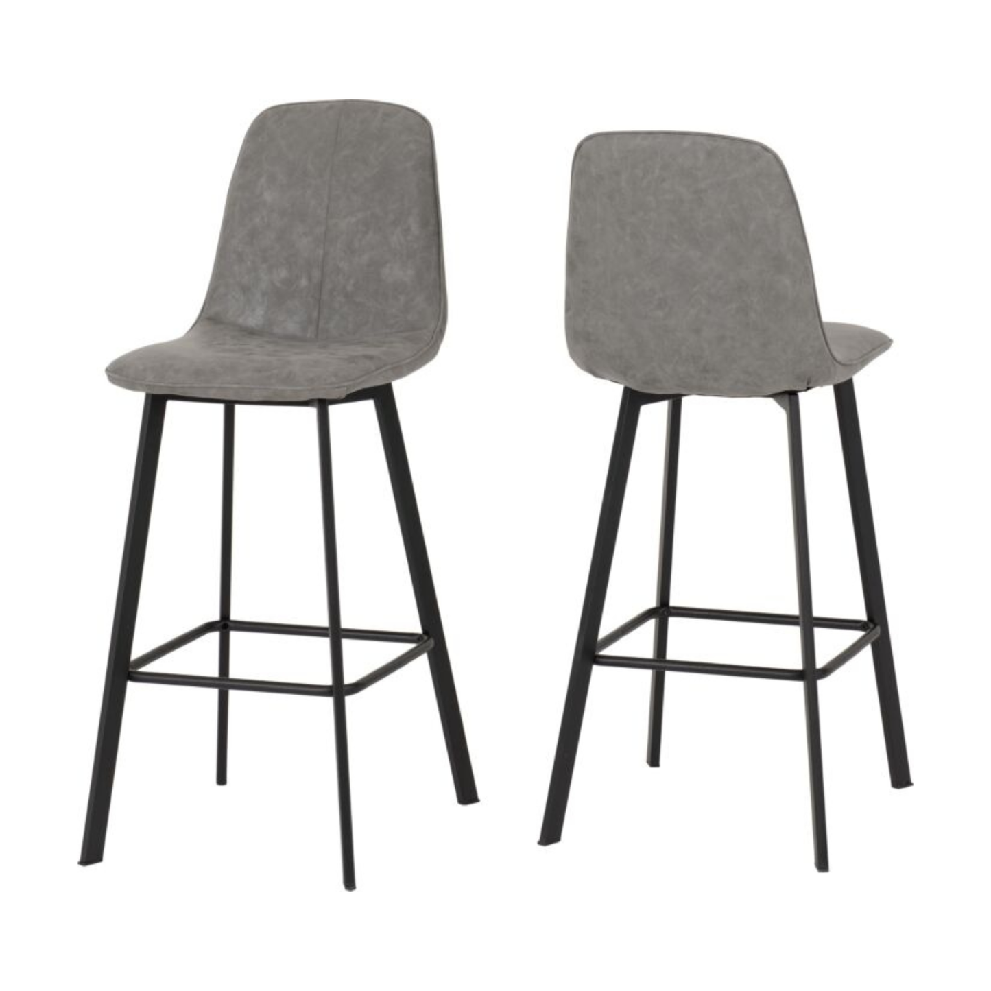 Quebec Bar Chair Set - Grey Faux Leather (Pair)
