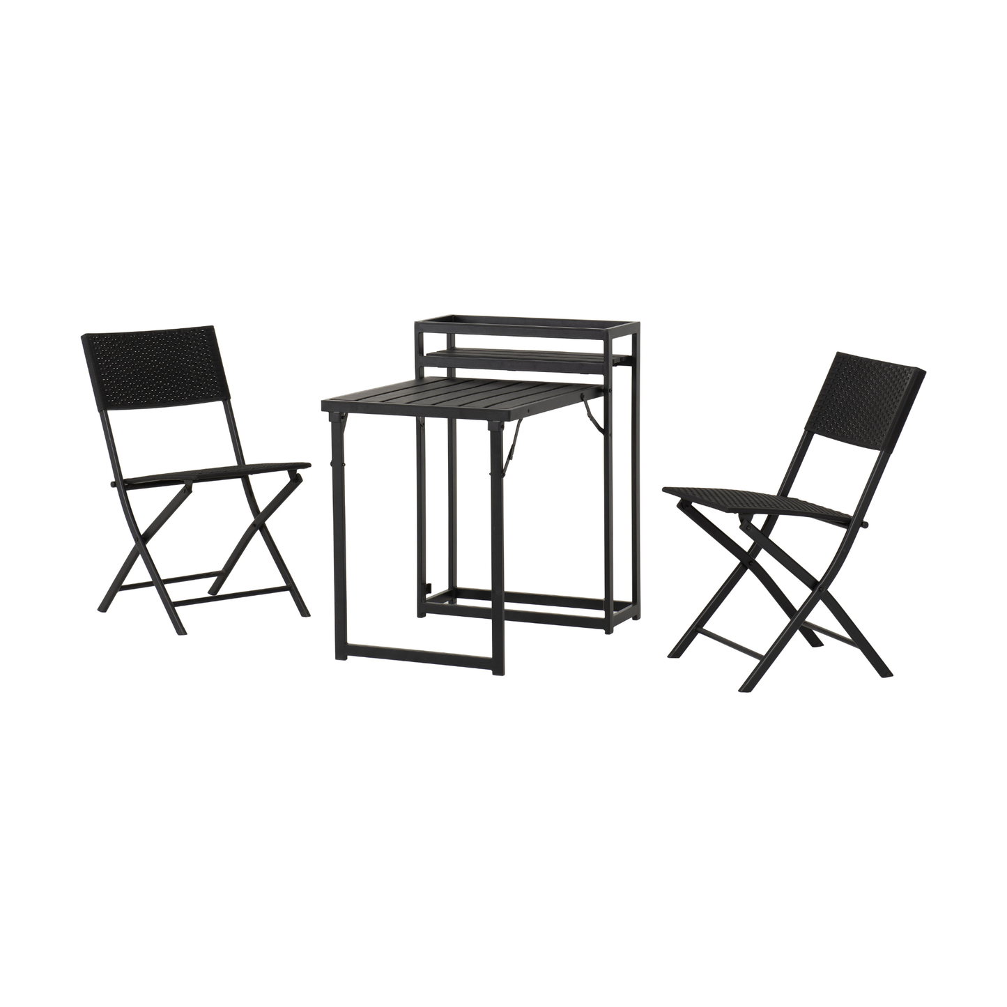 Foldaway 1+2 Garden Set - Black Metal Frame