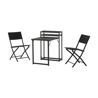 Foldaway 1+2 Garden Set - Black Metal Frame