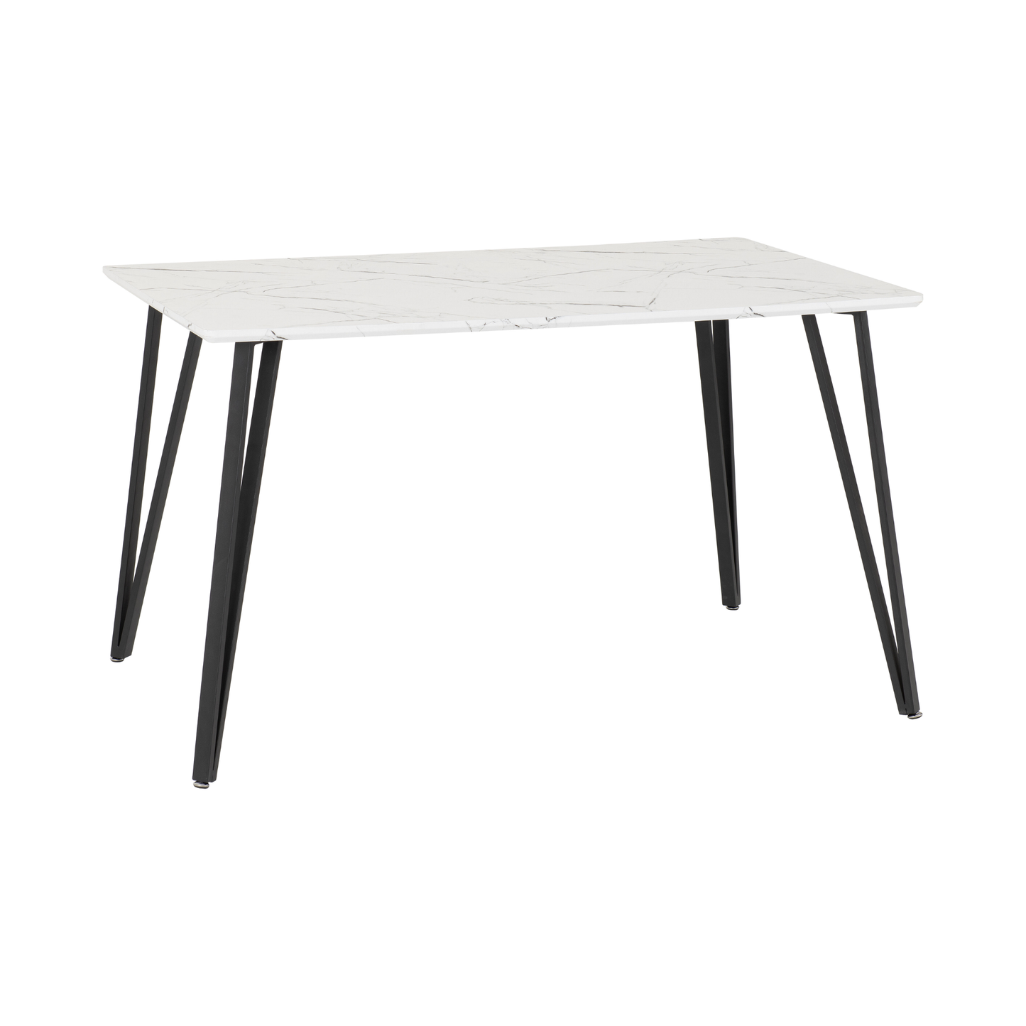 Marlow & Athens Dining Set (4 Chairs) - White Marble/Brown PU