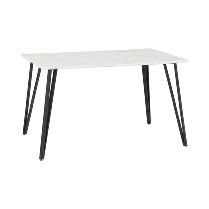 Marlow & Athens Dining Set (4 Chairs) - White Marble/Brown PU